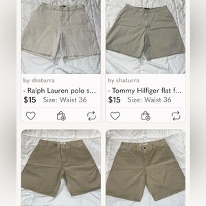 4 pairs Tommy Hilfiger/  Tommy Bahama, Ralph Lauren Men's Tan Shorts 40 firm